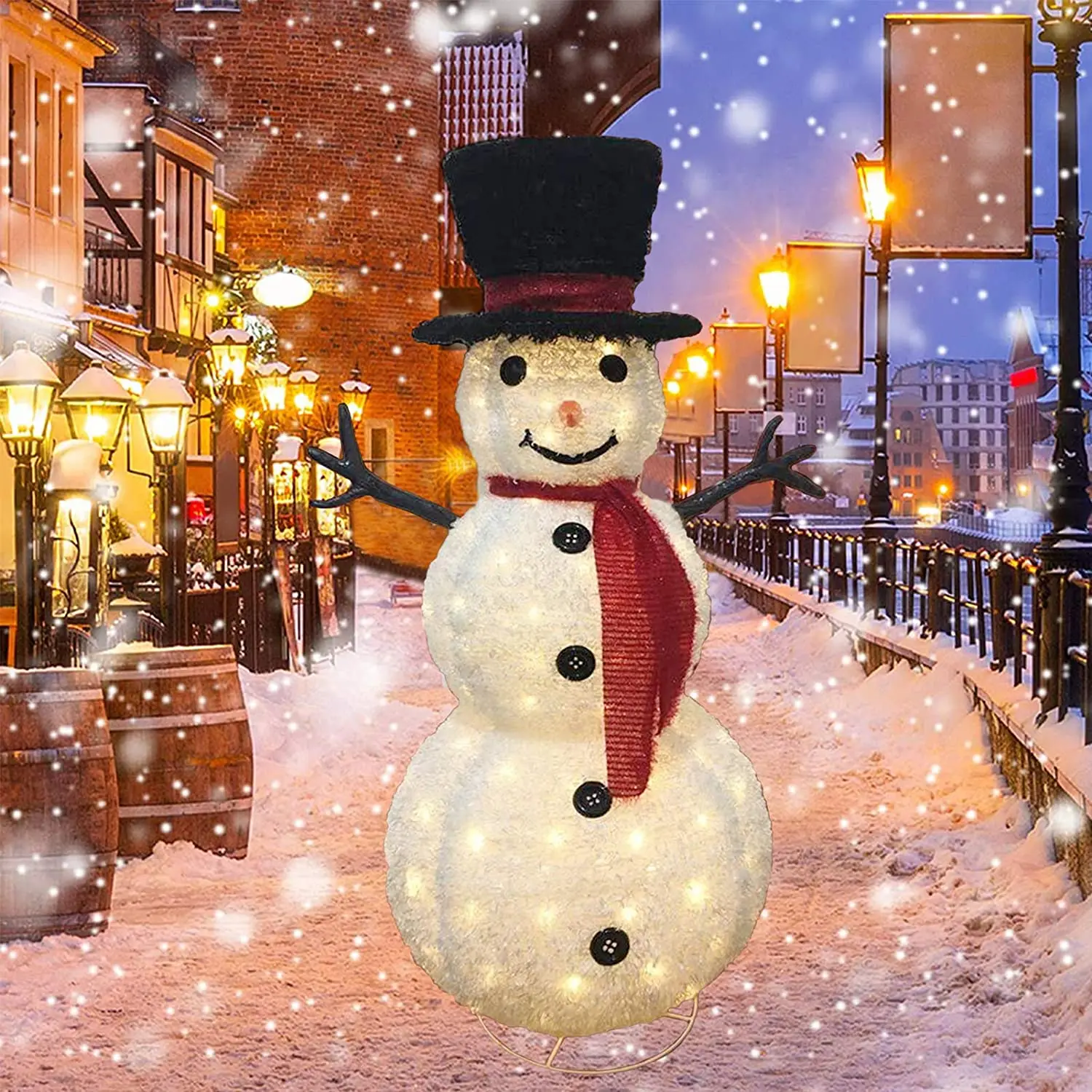 Hongshun christmas Decoration Light Foldable collapsible snow man for Christmas outdoor indoor