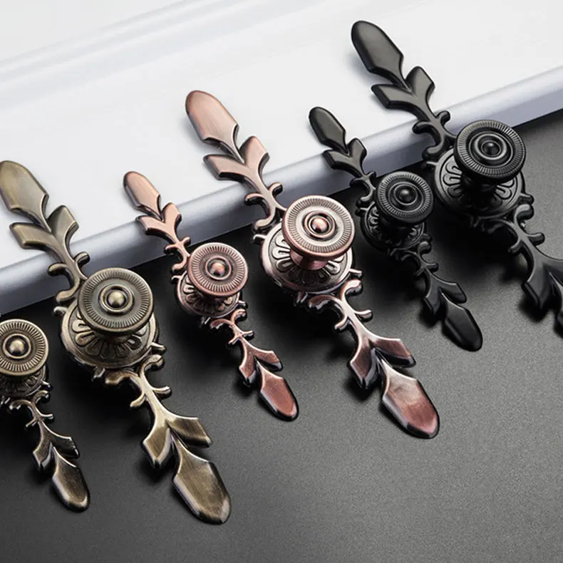 European Antique Drawer Wardrobe Cabinet Ring Pull Knobs Gold Bronze Zinc Alloy Round Shape Furniture Handle Knob