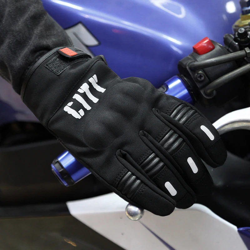 fleece-lined thickened motorcycle warm touch screen windproof outdoor CITY riding gloves