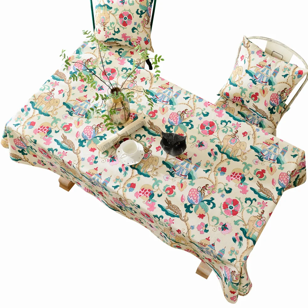 Fancy Hand Made Jacquard Rectangle Cotton Clothes Fabric Table Cloth For Wedding Party Event