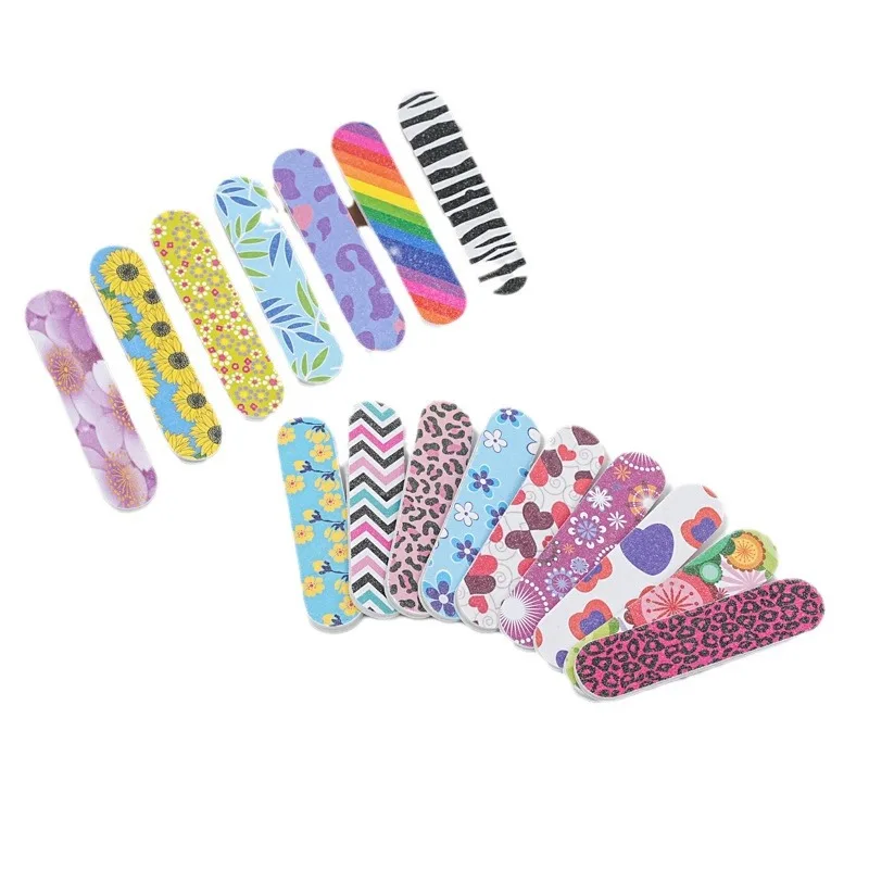Wholesale Mixed Patterns Nail Polish File Colorful Printed Mini Nail File Double Side Nail Buffer Gel Sticker Tool