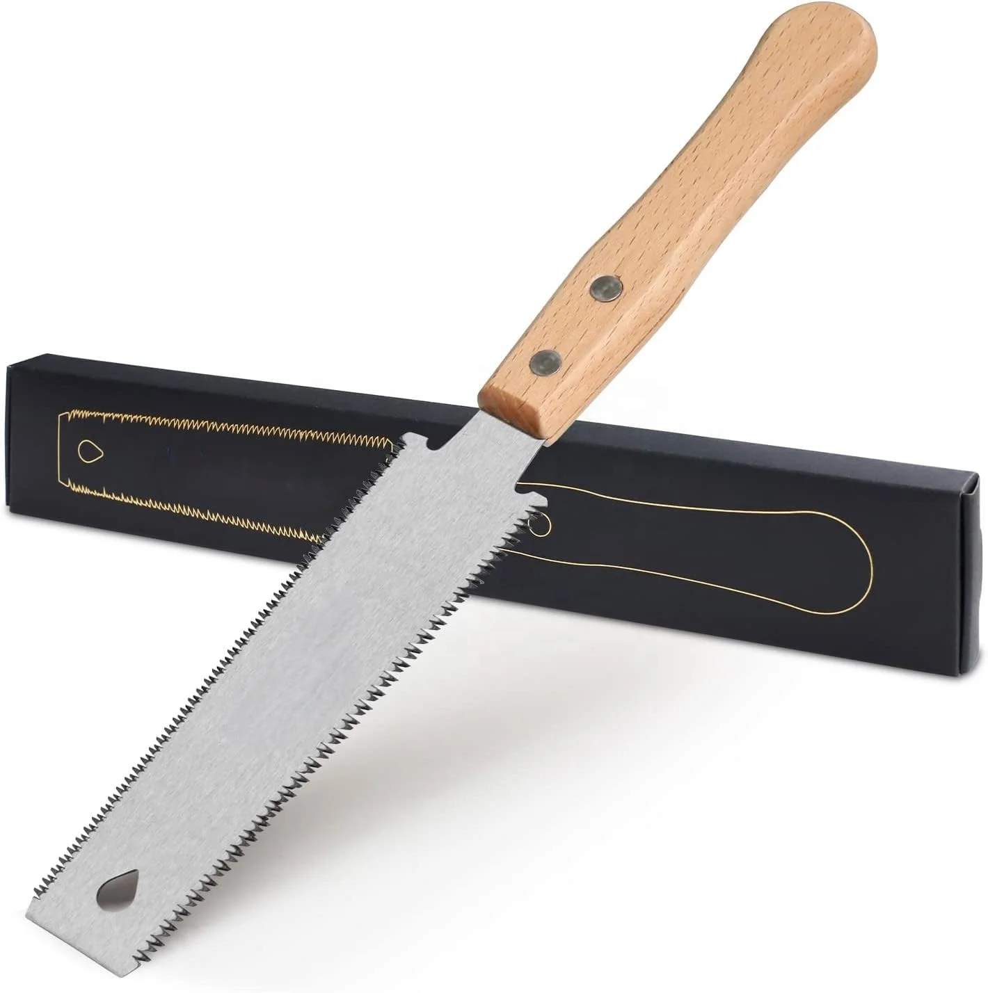 Cisivis Small Japanese Hand Saw, Double Edged 11/17 TPI Flush Cut Saw, Wooden Handle Fine Tooth Pull Saw