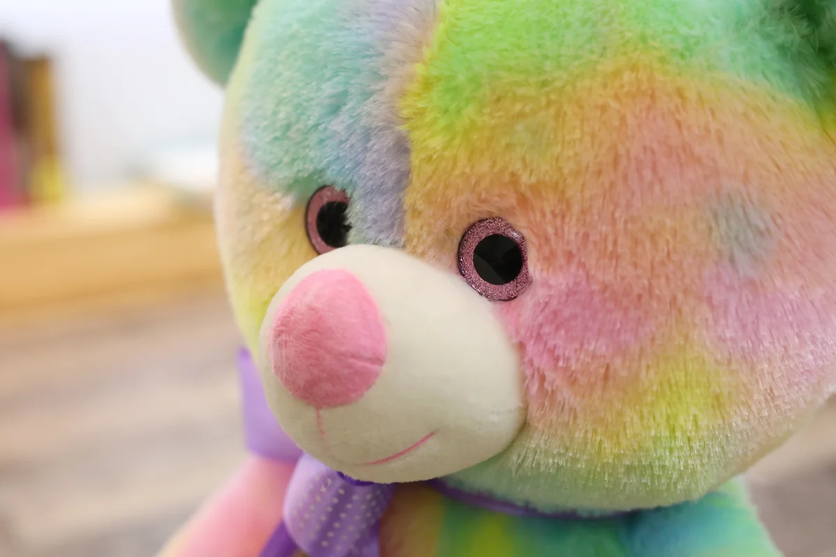 
Factory wholesale price plush teddy bear rainbow bear plush toy family decorated for Christmas 