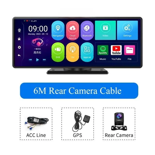 4G Dash Cam 10.26 Inch Android 13.0 4+64G 8 Core ADAS 5G WiFi Car DVR GPS FM 24H Parking Monitor Rearview Mirror Video Recorder