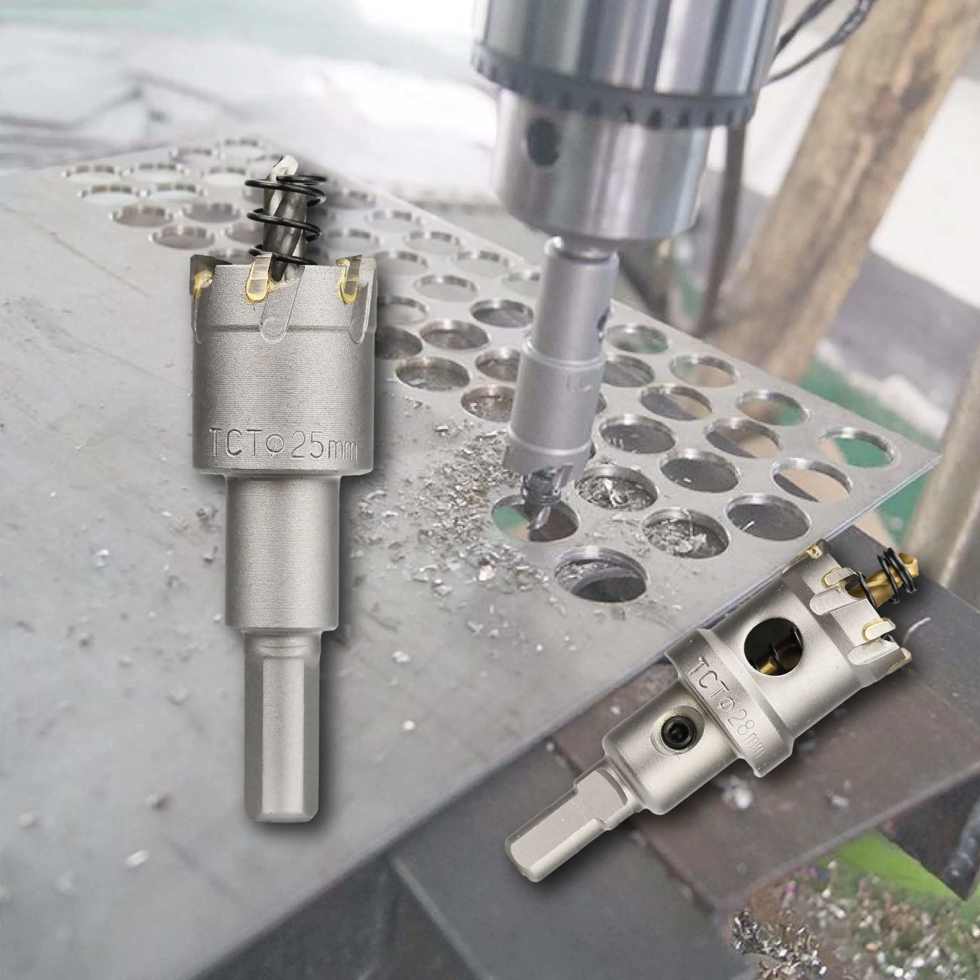 Carbide-Tipped TCT Drill Holes Saw Set Drill Bit for Stainless Steel Concrete Wood Reamer Tool Kit Metal Cutter