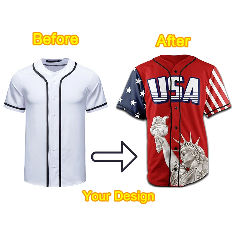 OEM Custom Your Own Design Men Baseball Shirt Uniforms Sublimation Embroidery Baseball Jersey