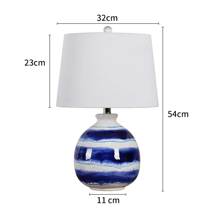 hotel home decorative unique design living room bedroom Chinese blue and white ceramic table lamps