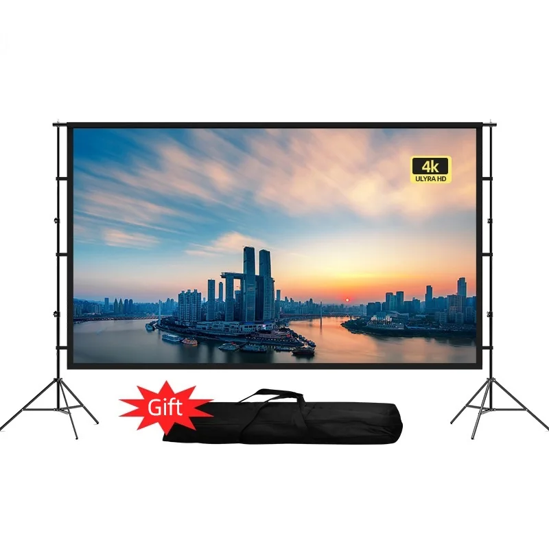 LEJIADA Outdoor Projector Screen Portable 16:9 120 Inch Home KTV Cinema Office 3D HD Projection Tripod Bracket Folding Screen