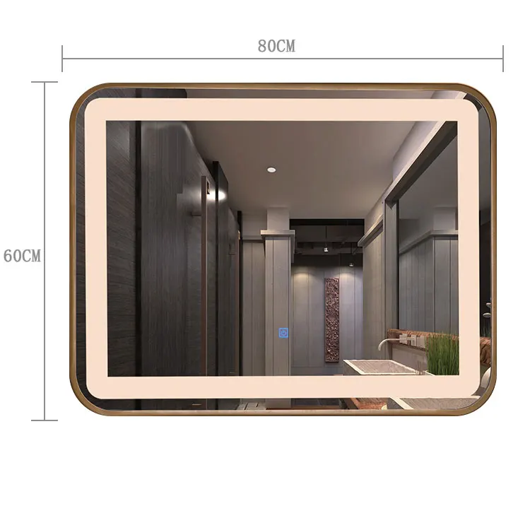 Waterproof Defogger Touch Switch Rectangle Smart Led Bathroom Mirror with Speaker and Radio