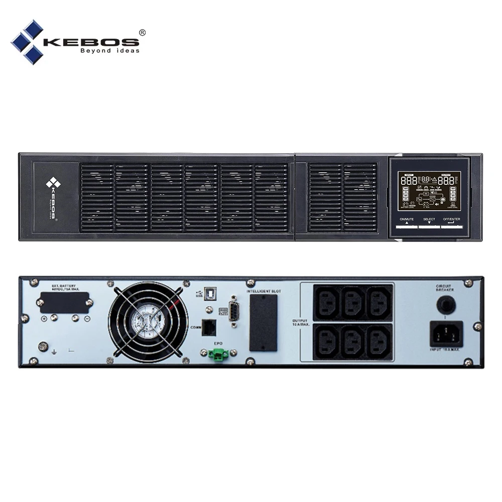 Kebos KR11 LiFePO4 -3K UPS 3 кВА Двойное преобразование чистая Синусоидальная стандартная стойка онлайн-системы для банковского использования