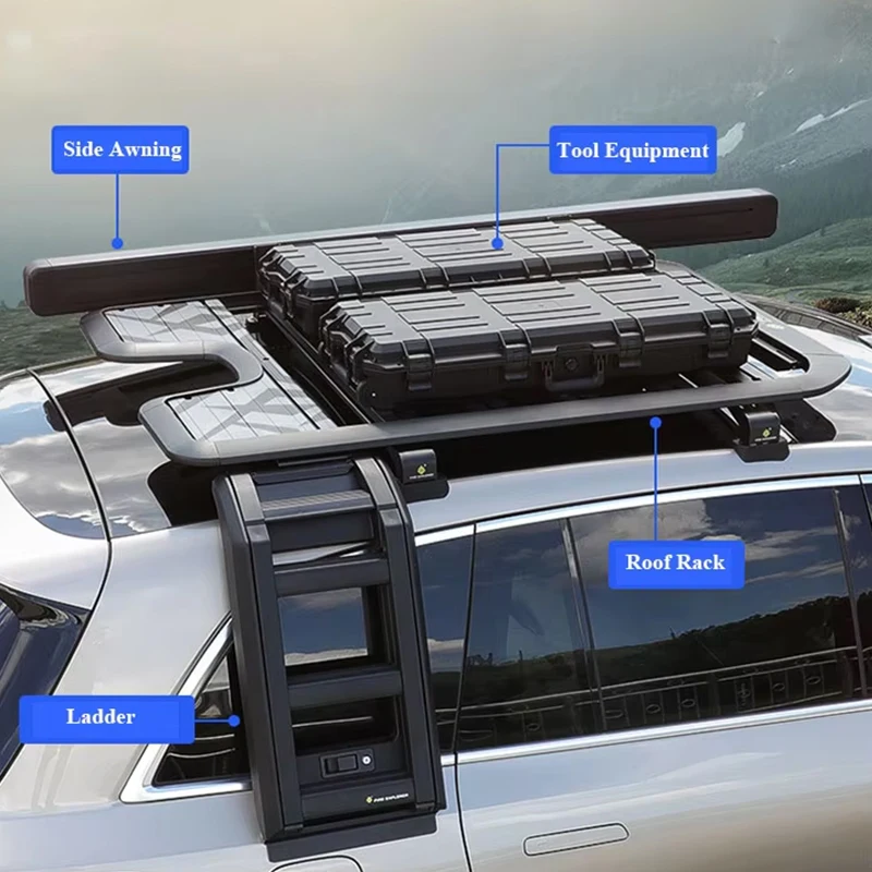 Suitable for Toyota Prado roof luggage frame, domineering load-bearing luggage rack, side tent canopy modification only