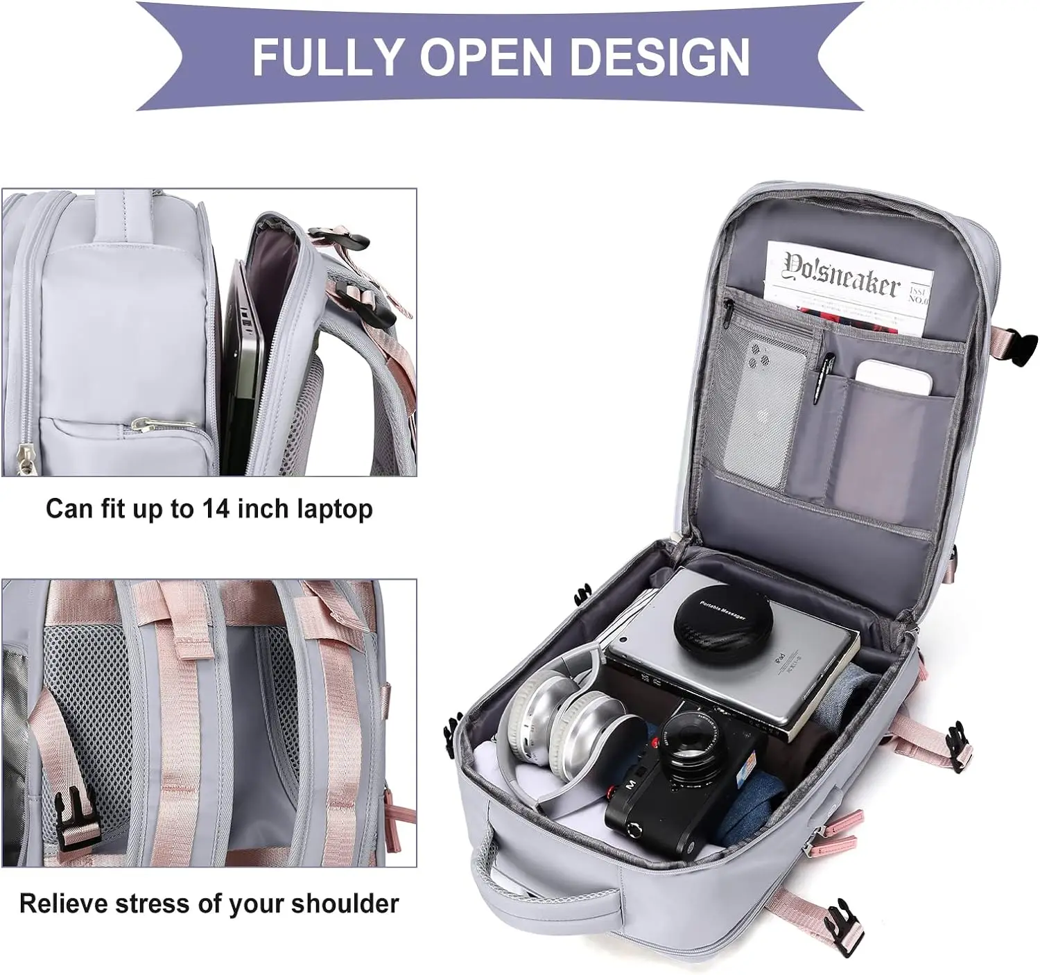 Custom Large Travel Women Flight Approved Hiking Backpack Waterproof Outdoor Sports Rucksack Casual Daypack Carry On Bag