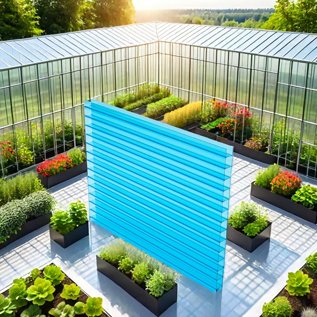 Hot selling skylight roofing 10mm plastic hollow polycarbonate panels for greenhouse