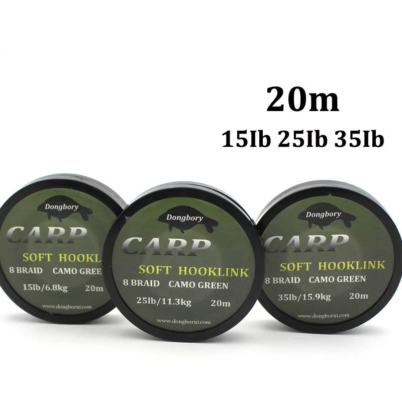 20m Soft Carp Hooklink Uncoated Braid Line for Hair Rig 15IB 25IB 35IB Carp Coarse Fishing Line