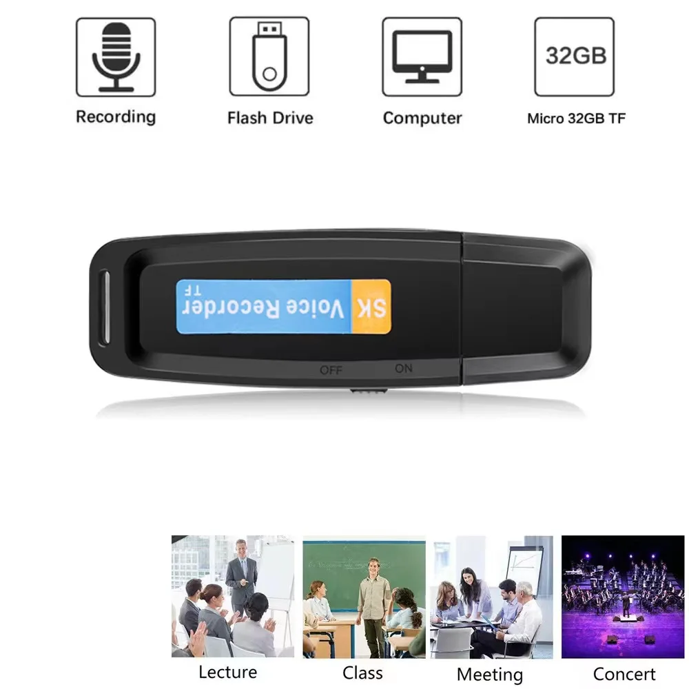 Portable USB Flash Drive Maximum Support 32GB Recording U Disk Digital Voice Recorder Receiver