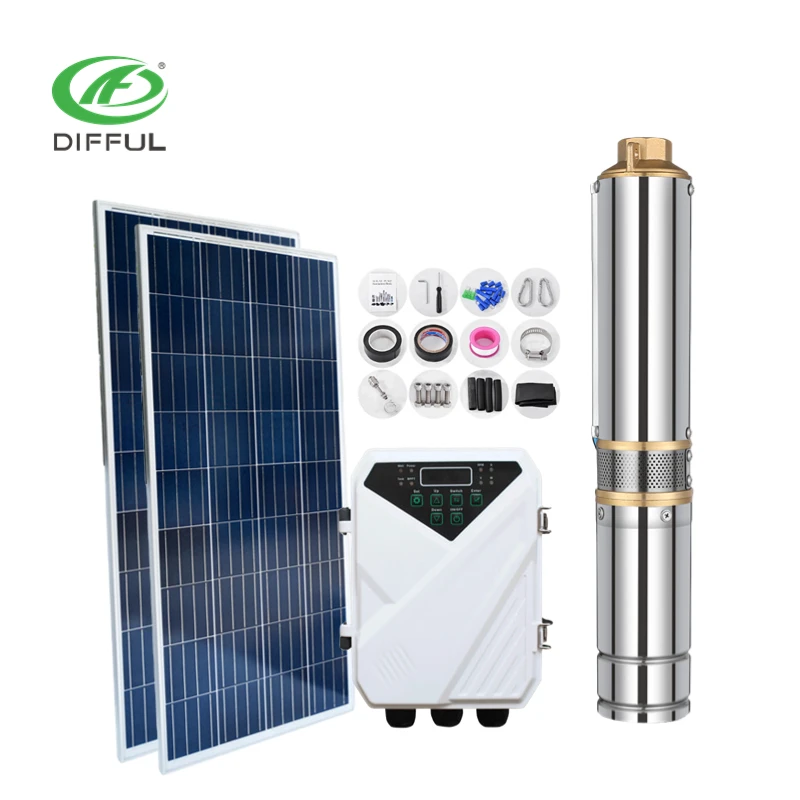 Solar deep well pump DC 1.5hp solar submersible pump solar irrigation system for agriculture