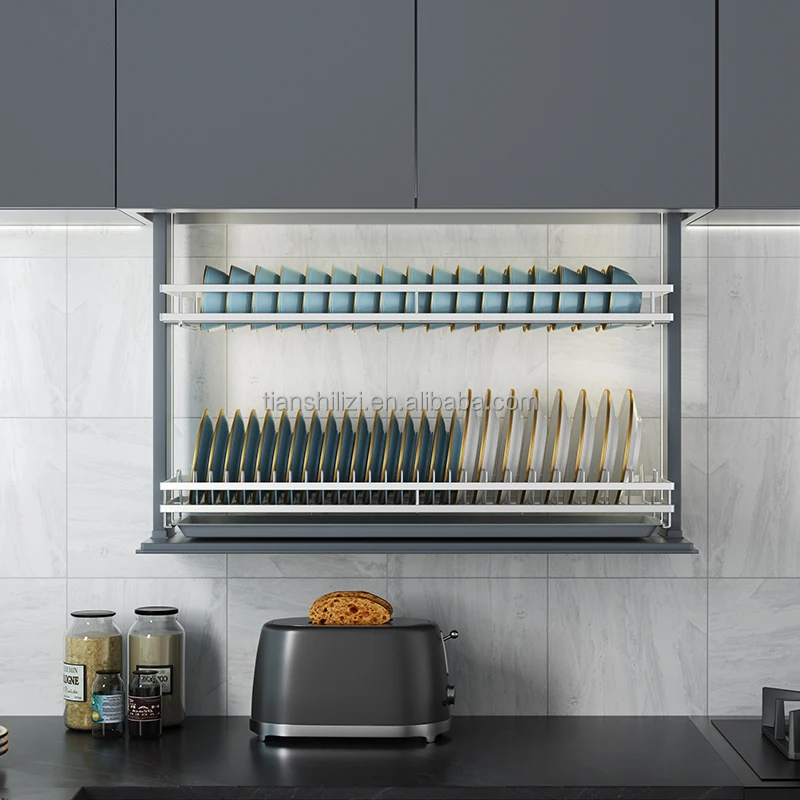 China Wholesale Price Intelligent Kitchen Cabinet Lifting System Plate Shelf Electric Smart Elevator Basket Storage Shelves