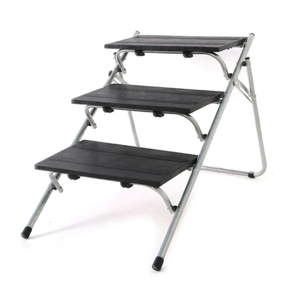 Factory Hoopet Folding Portable Aluminum Pet Dog 3 Stairs Steps For Large Dogs