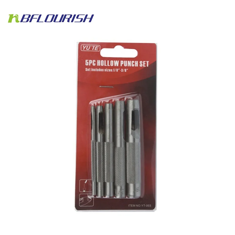 Yute 5PCS 40Cr polishing hollow punch&metal hole tool punch set