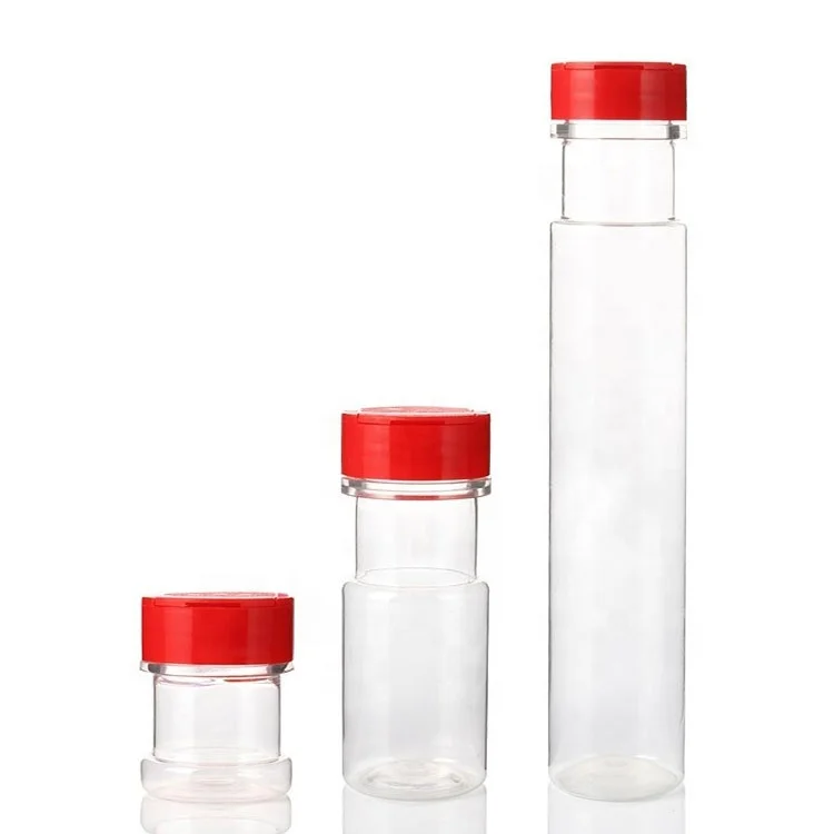 Food Grade Factory Clear PET Plastic Shaker Bottle Seasonsing Packaging Spice Pepper Powder Spice Plastic Jars