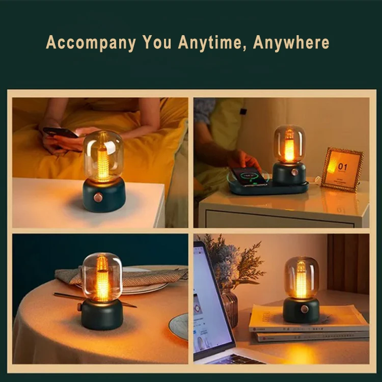 Free Shipping Retro Bed Room LED Kerosene Baby Lamp Feeding Light With USB Charge Port