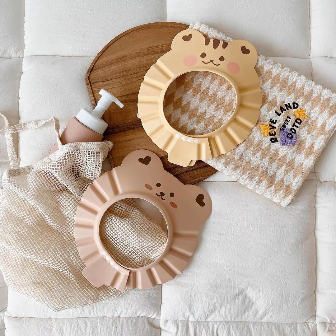 Cartoon Waterproof Adjustable Size Kids Baby Shampoo Hat Shower Protection Hat Kids Ear Shower Cap Baby Shower Cap For Toddler