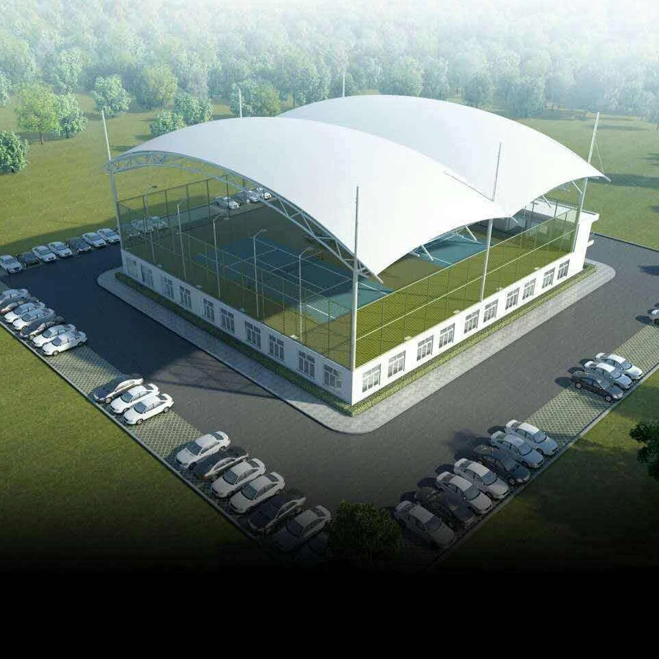 Tensile Membrane Structure Tennis Court Waterproof UV Resistant Fabric Canopy Roof
