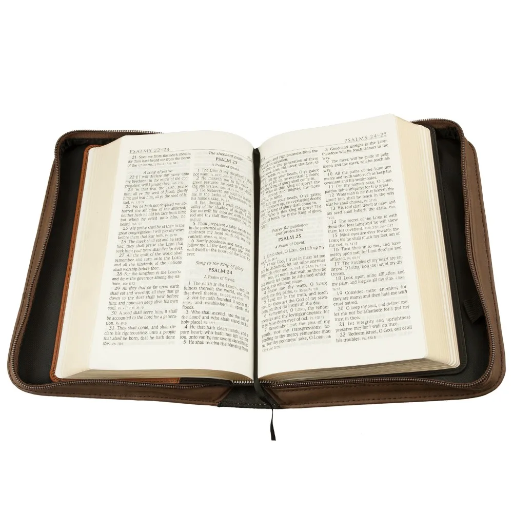 New Product PU Leather Bible Document Bag for Women With Detachable Wristlet Strap Debossed Bible Cover Case