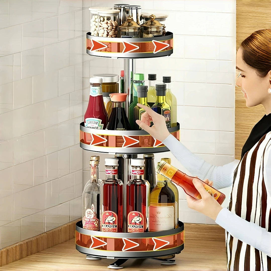 1 Tier Spice Rack Organizer Rotating Seasoning Organizer Metal Turntable Height Adjustable Spice Organization for Rack Spice