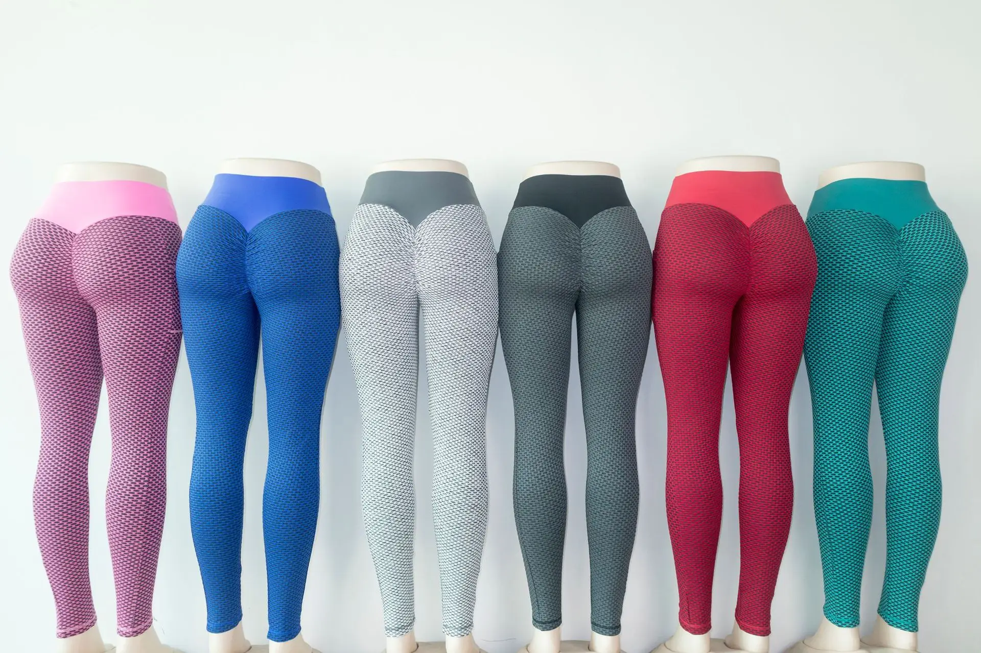 Women Sport Tight-Fitting Butt Lifting High Waist Honeycomb Jacquard Yoga Pants Stretchy Workout Leggings