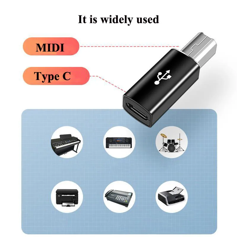 USB 3.1 Type C Female to USB 2.0 B Midi Male Adapter Electronic Instrument Converter USB-C Adapter For Printer Scanner Pian