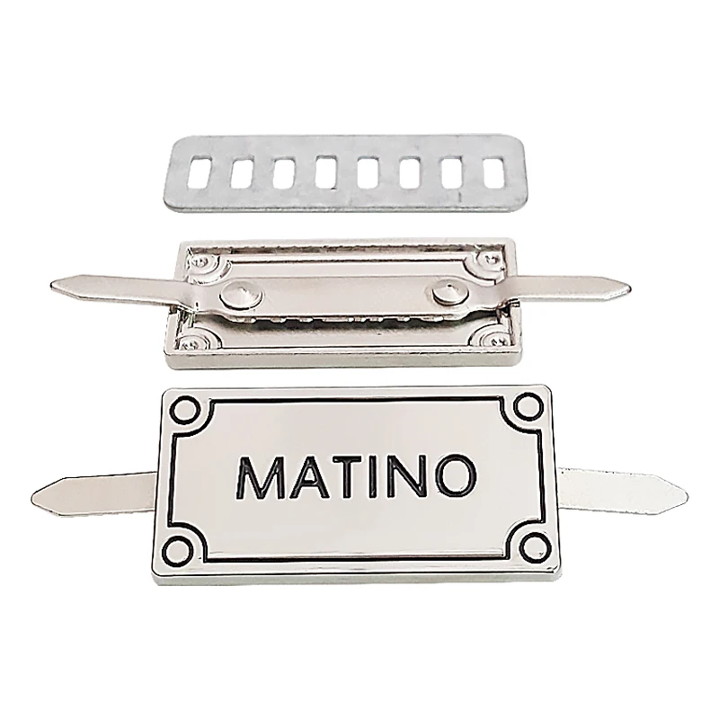 Custom Handbag Hardware Engraved Metal Brand Logo Plate Tags High Quality Metal Logo Labels
