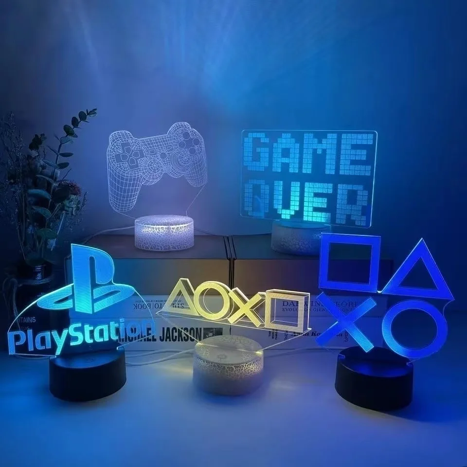 PS5 игровая зона 3D лампа игровые поклонники украшение для комнаты в подарок светодиодная иллюзионная