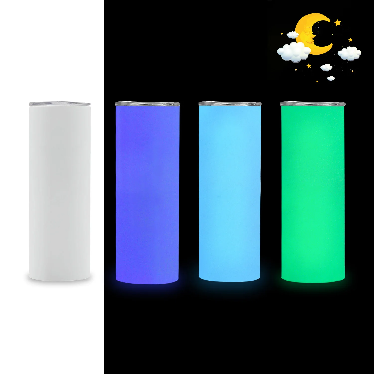 Wholesale stainless steel double wall 20oz sublimation tumbler straight glow in dark tumbler cups