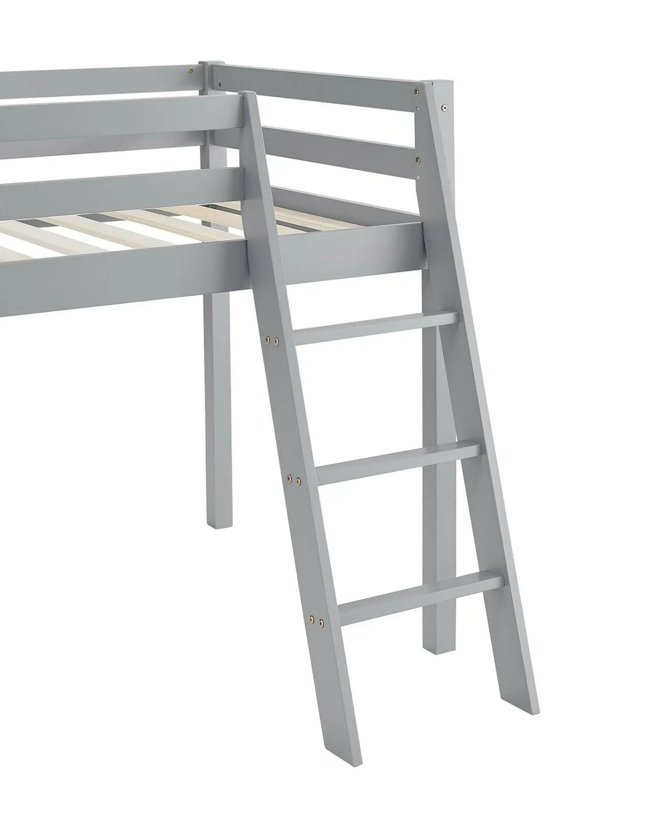 Simple Mid Sleeper Children Wooden Bunk Bed White Grey MDF Wood Kids Furniture Bunk Beds with Slide and Ladder