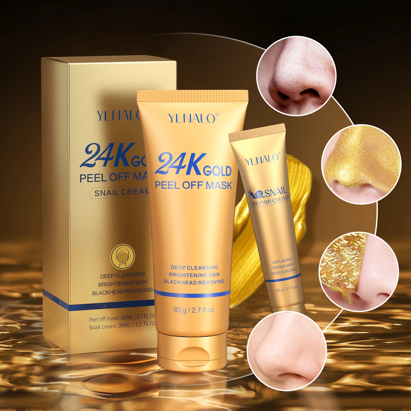 wholesale Beauty Face Mask 24K Gold Hydro Jelly Powder Gold Oxide Herbal Peel for Glowing Youthful Skin Care