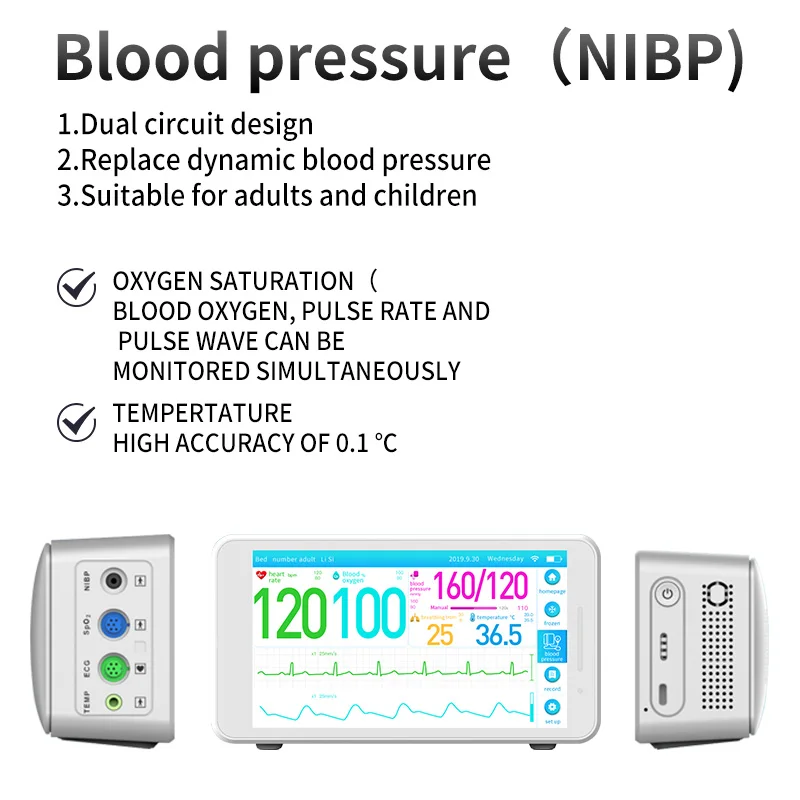 Portable 3 channel ECG holter ecg device machine blood pressure monitor with analyzer Clinical Analytical Instruments