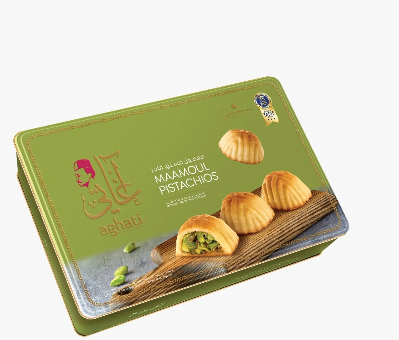 Hot Selling Maamoul Pistachio Rich and Nutty Cookies 1000g Tin Box  High Quality raw materials Cookies for sale