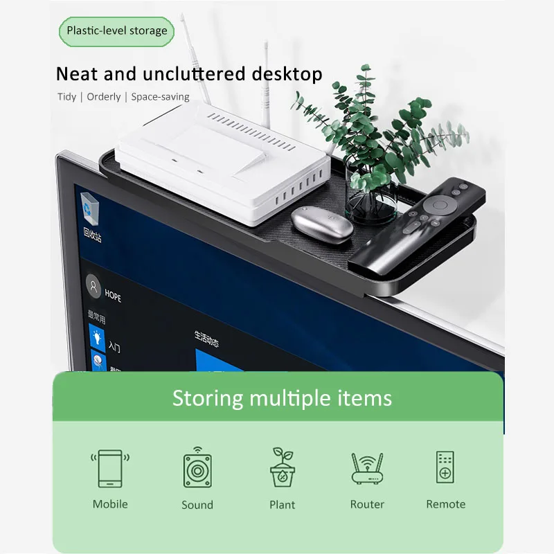 Foldable Monitor Top Shelf Mount Organizer Stand Bracket Holder for Cable Box TV Camera Frames Remote Home Decor