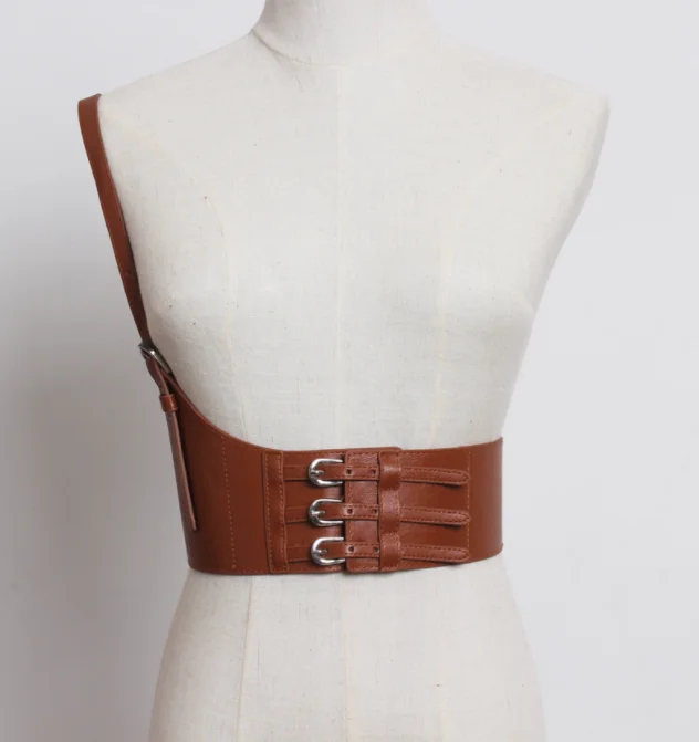 Fashion sexy leather Bust Strap Corset Harness Punk Gothic Body Bondage Cage Shoulder Wrapped Waist Strap Sculpting Women Belt