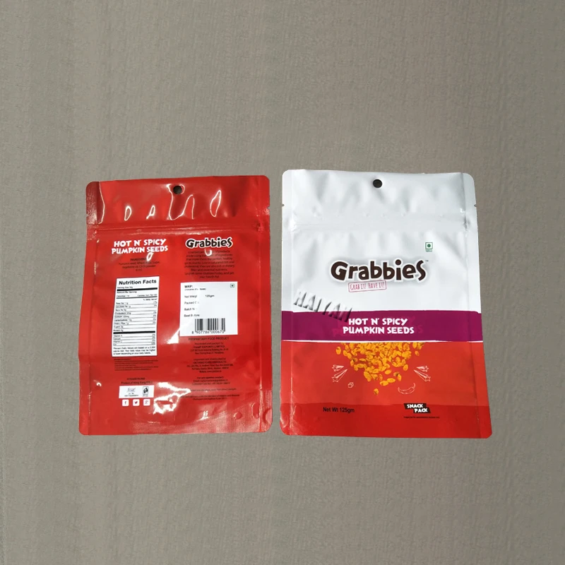 Flexible package 125g spicy pumpkin seeds snack pack bag