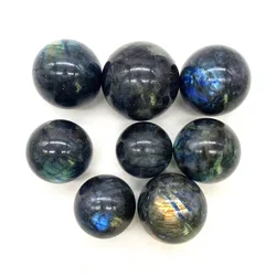 Natural Healing Stone Mineral Flash Crystal Sphere Rainbow Labradorite Ball for Divination