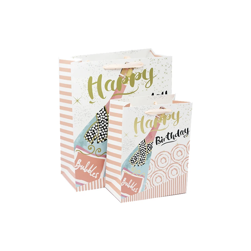 HX ODM OEM 4C Printing Sacchetto Di Carta Accept Custom Foil Happy Birthday Party Packing Paper Gift Bag For Kids Birthdays