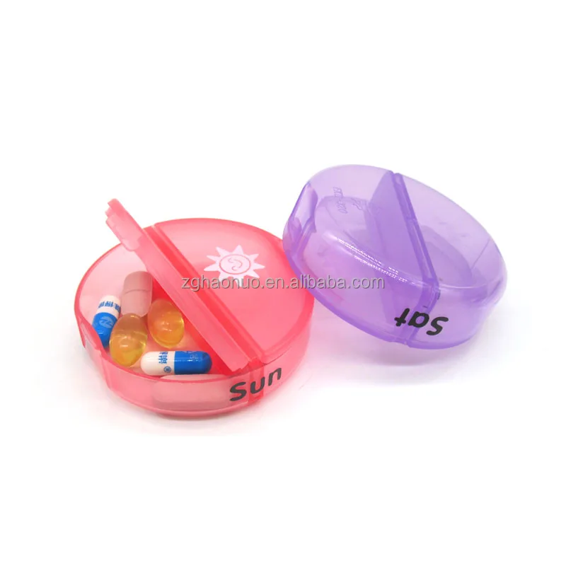 14-gird weekly Round Medicine Organizer 7 Day Container For Vitamin Fish Oils travel pill box cute mini pill storage case