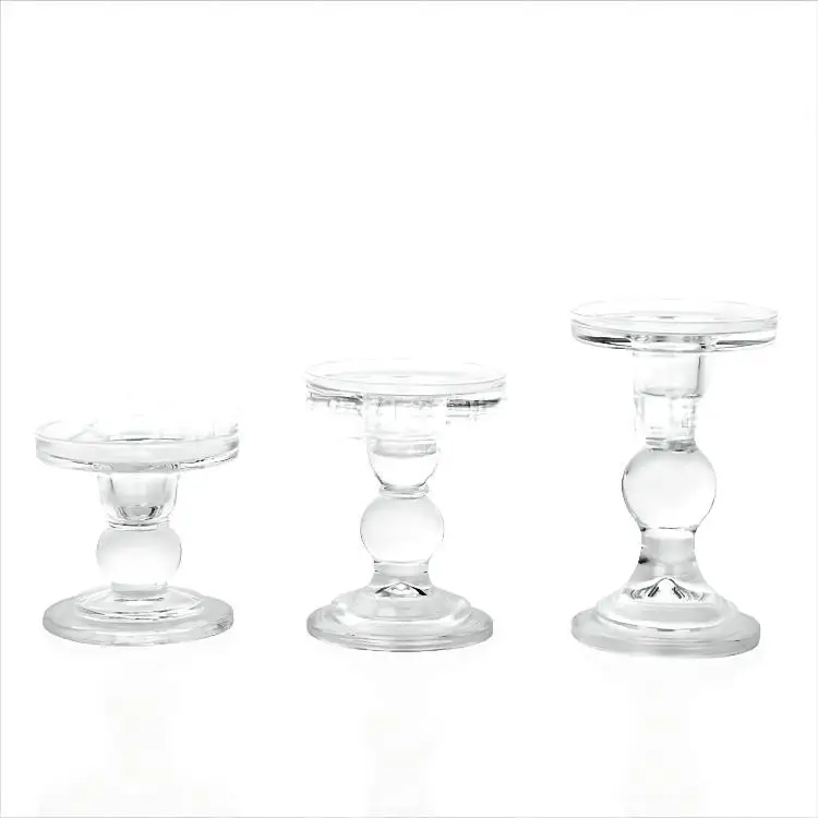 Custom creative home glass candle holder decorative ornaments colorful three-piece set of Roman column candle holder