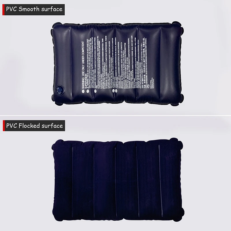 Custom Ultralight Inflatable Camping Pillow Small Squared Flocked Fabric Air Pillow for Hiking Camping