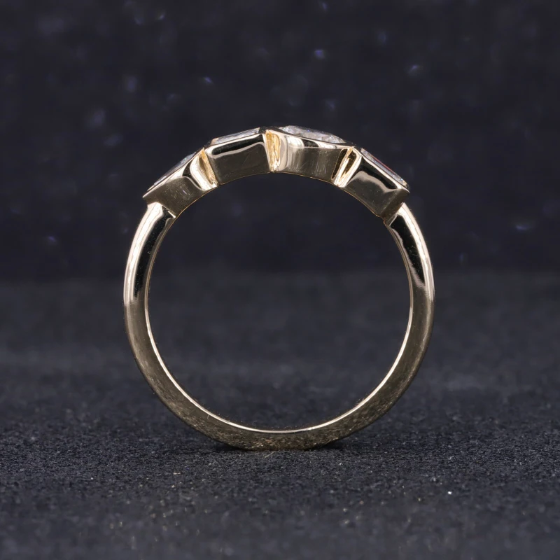 starsgem 10k yellow solid gold wedding ring fancy shape lab grown diamond ring