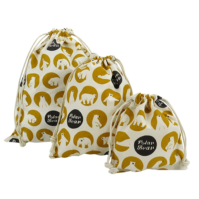 Custom Printed Portable Cotton Drawstring Bag Small Drawstring Pouch Bag