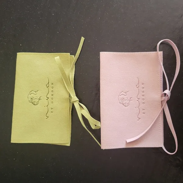Custom Personalized Necklace Bracelet Ring Earring Package Suede Microfiber Envelope Sachets Ribbon Jewelry Pouch Bag With Logo