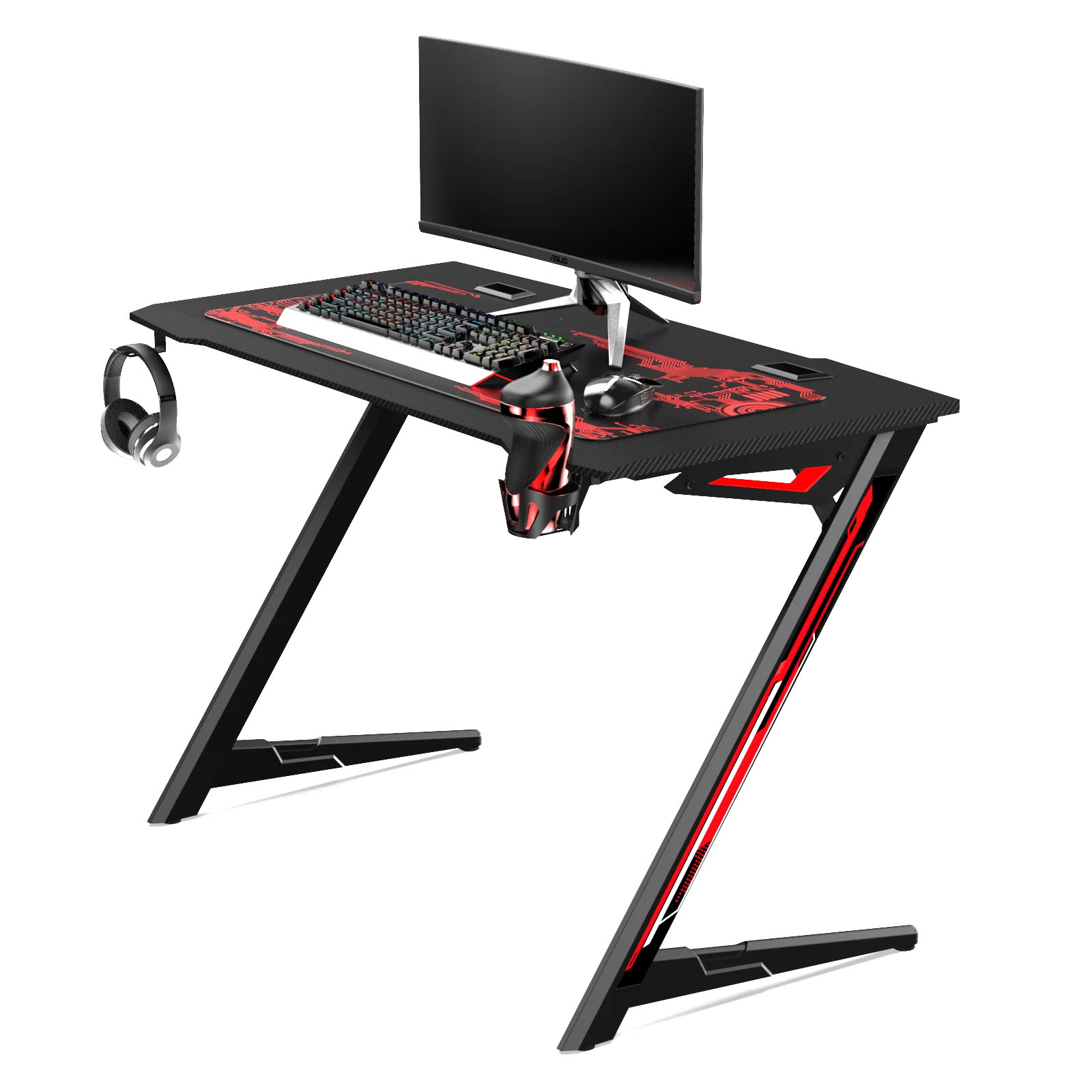 Z shape Gaming desk racing gaming table design PC gaming desk for E-sports